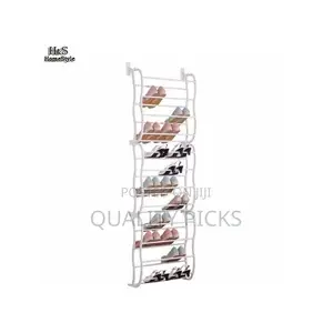 Metal Over the Door Shoe Rack Storage Organizer - White