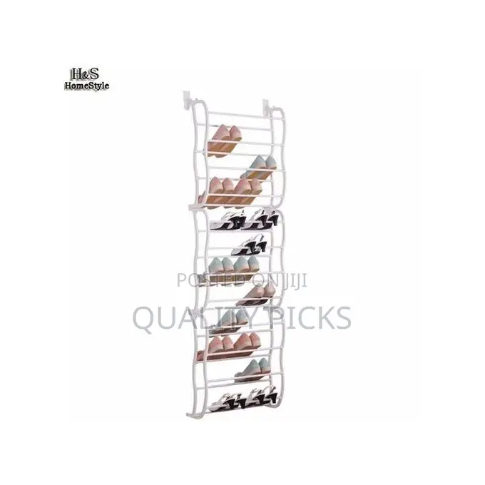 Metal Over the Door Shoe Rack Storage Organizer - White