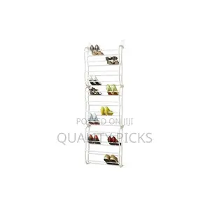 Metal Over the Door Shoe Rack Storage Organizer - White