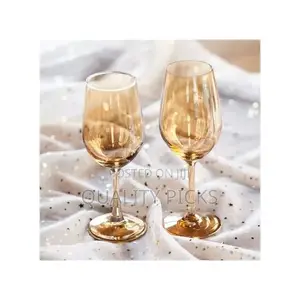 Gold Lead-Free Juice, Wine Glasses- 6 Pieces,Brown