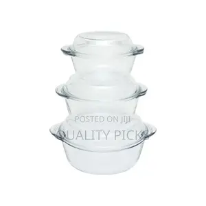 3 Piece Glass Casserole Serving Dishes 1L, 1.5L 2.5L
