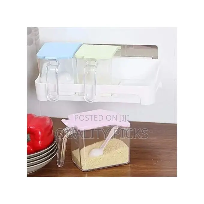 3 Piece Wall-Mounted Plastic Sugar/Spice Storage Jars