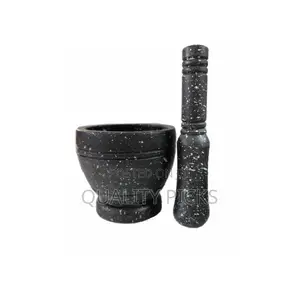 Spice Grinding Granite Mortar and Pestle-Black.