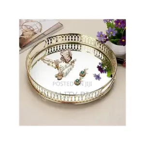 Round Makeup Jewelry Organizer Glass Vanity Mirror