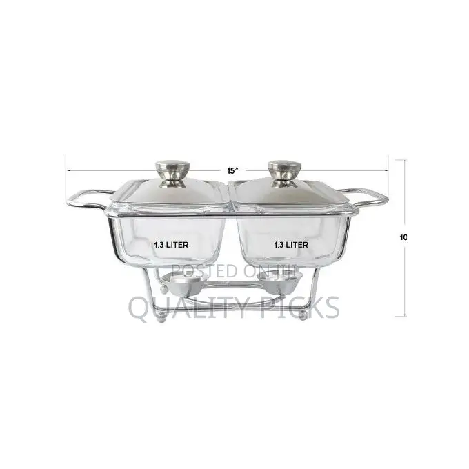 1.3L Multi-Purpose Double Glass Chafing Dish Food Warmers-