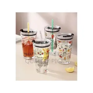 450ML Reusable Smoothie Cup, Glass Shake Tumbler