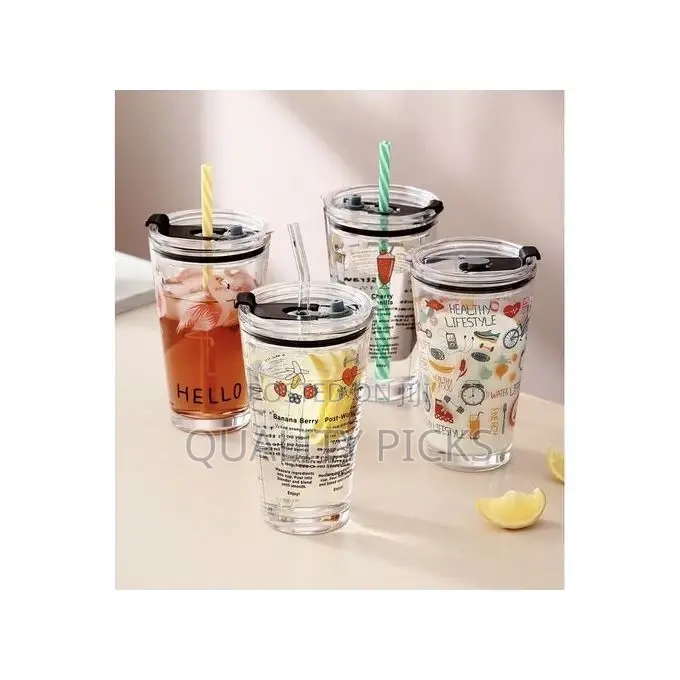 450ML Reusable Smoothie Cup, Glass Shake Tumbler