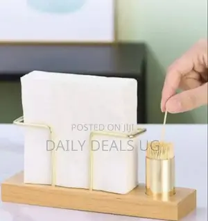 Wooden Tissue Holder With Toothpicks Holder
