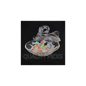 Swan Shaped Glass Candy Dish With Lid Sugar Bowl Cookie Jar