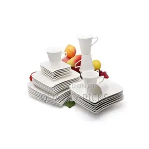 30 PCS of Square Plates, Bowls, Side Plates, Cups Dinner Set