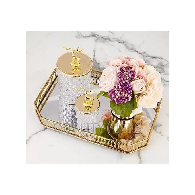 Rectangle Makeup Jewelry Organizer Decorative Glass