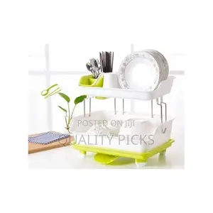 2 Layer Plastic Dish Drying Draining Rack Storage Tray