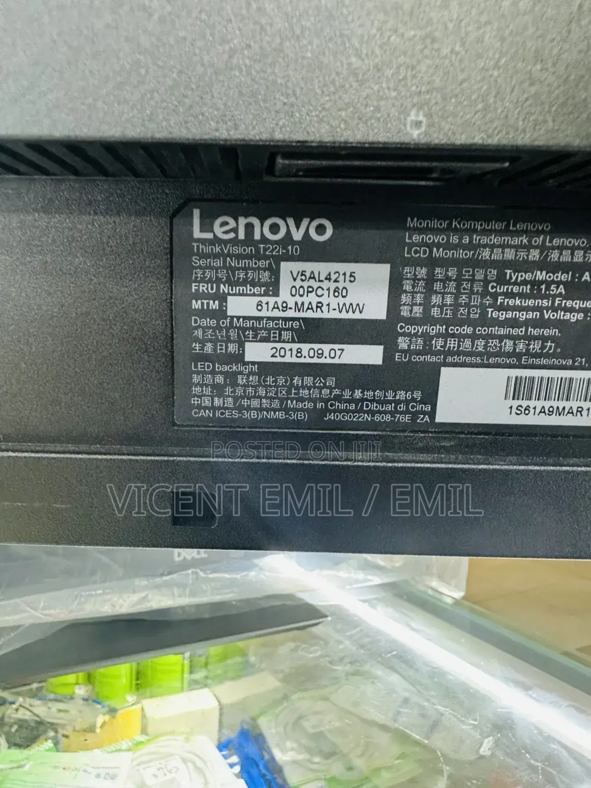 LENOVO Monitor 22inch Ips T22i-10
