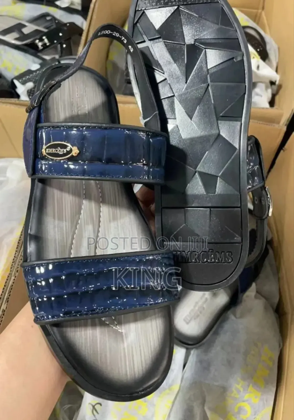 Mertens Blue Leather Sandals