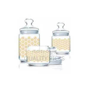 Luminarc 3 Pc Golden Flower Maze Sugar Bowl Set