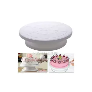 Turntable Rotating Anti-Skid Cake Decorating Stand,White.