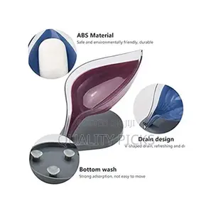 Leaf Shape Soap Dish Box-Self Draining Soap Holder, Purple