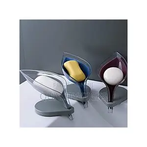 Leaf Shape Soap Dish Box-Self Draining Soap Holder, Purple