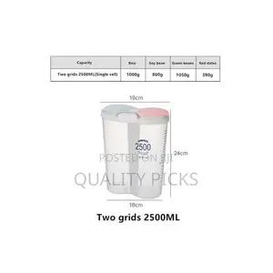 2 Section Cereal Food Dispenser Storage Jar Box Container
