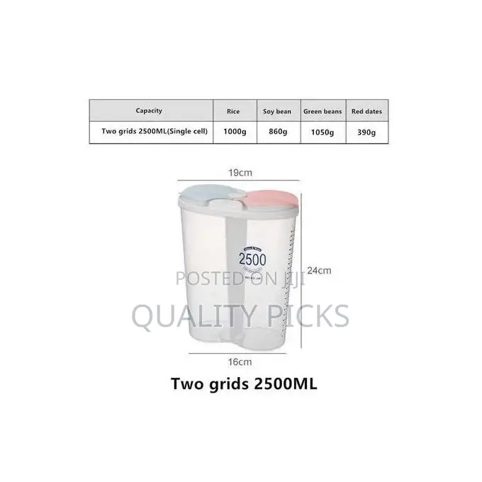 2 Section Cereal Food Dispenser Storage Jar Box Container