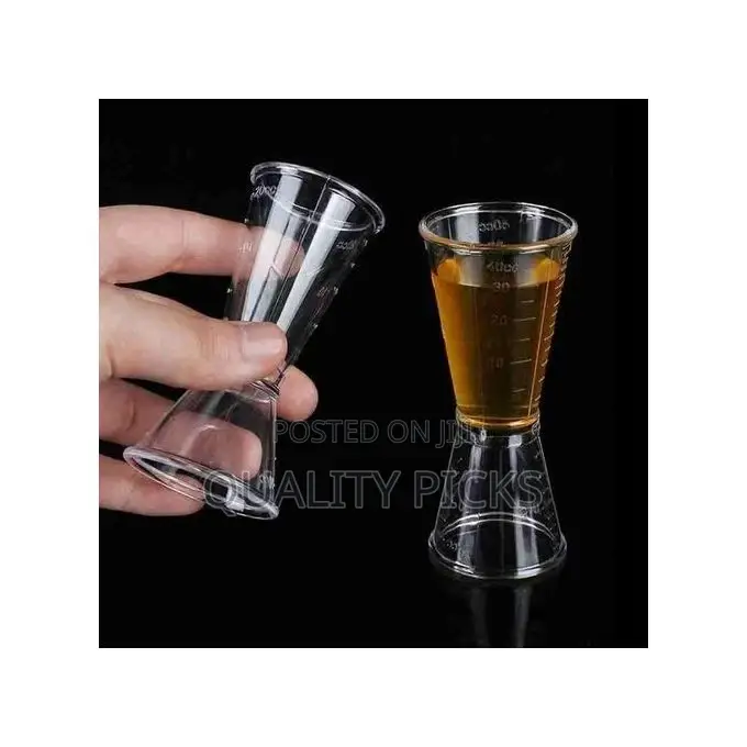 2 Pc 40cc Double Acrylic Jigger Cocktail Shot Glasses Cup