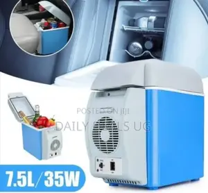 Blue and White Mini Car Fridge