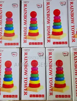 Wooden Multi-Colored Rainbow Tower