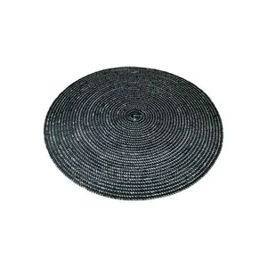 6 Pc Round Decorative Placemats Table Mats- Black White