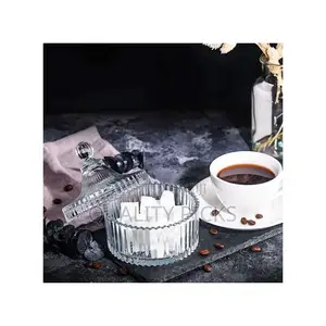 Lined Glass Sugar Bowl- Colorless