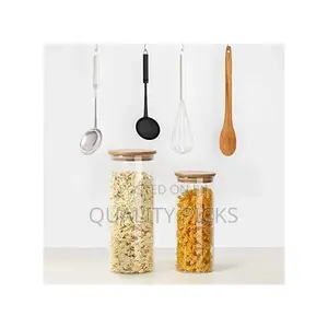 4 Piece Glass Rice Cereal Food Storage Organizer Jars -