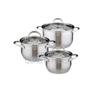 Kamill 3 Piece Stainless Steel Saucepans/Cookware - Silver