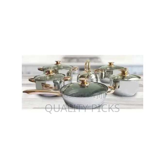 12 Piece Heavy Stainless Steel Saucepans/Cookware - Silver