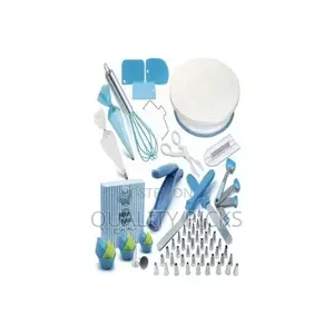 136 PCS Cake Decorating, Turnable Stand, Baking Set,Blue.