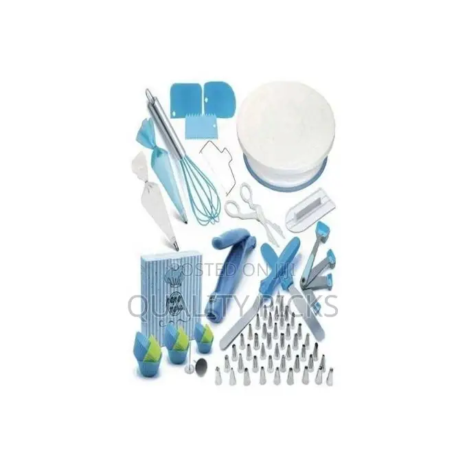 136 PCS Cake Decorating, Turnable Stand, Baking Set,Blue.
