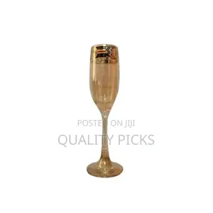 Gold Lead-Free Juice, Champagne Wine Glasses- 6 Pieces