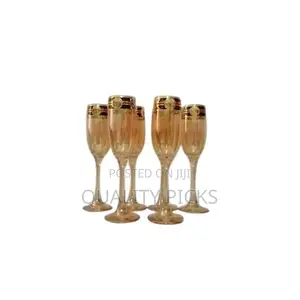 Gold Lead-Free Juice, Champagne Wine Glasses- 6 Pieces