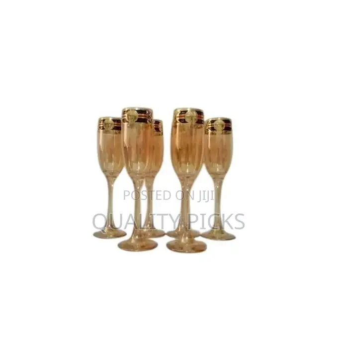 Gold Lead-Free Juice, Champagne Wine Glasses- 6 Pieces