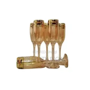 Gold Lead-Free Juice, Champagne Wine Glasses- 6 Pieces