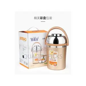 3 Litre Stainless Steel Food Flask Storage Lunch Box -Brown
