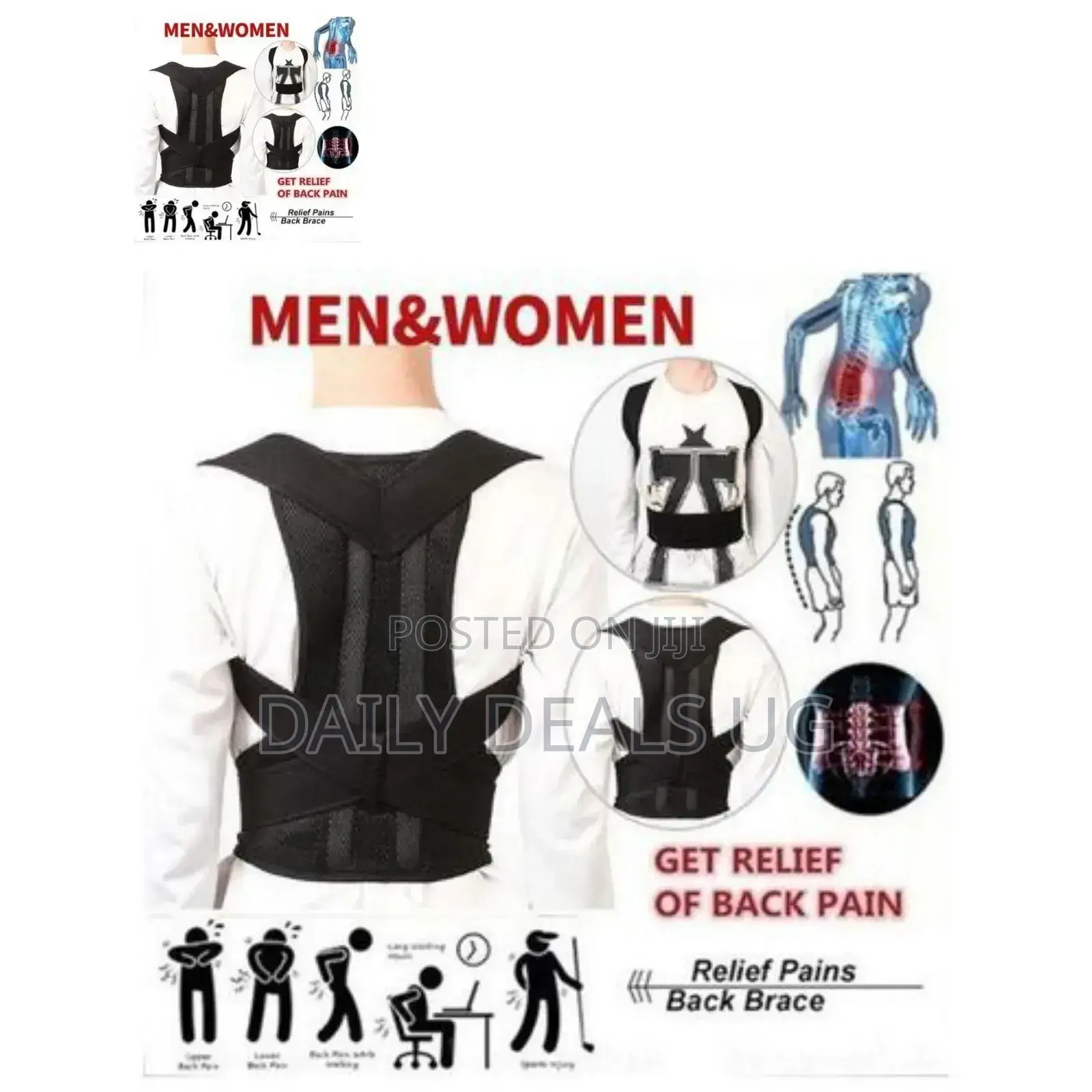 Black Men and Women Back Support Vest