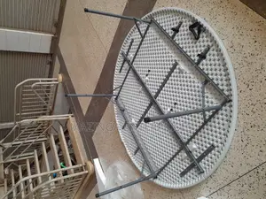 1.8mtrs Thick Plastic White Round Table With Folding Legs