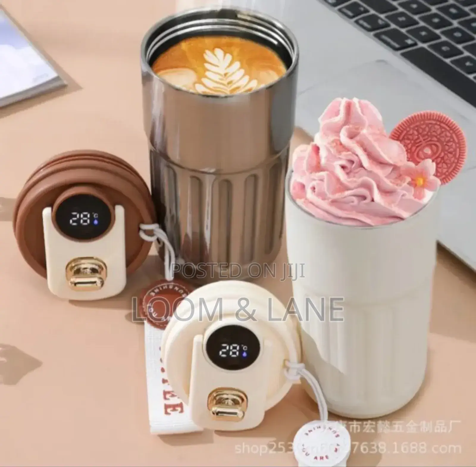 Stainless Steel Thermos Coffee Mug With Rubber Wrap