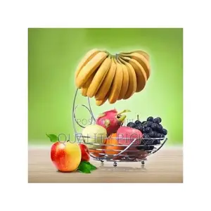 Kitchen Fruit Basket Storage Rack Organizer -Silver.