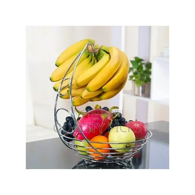 Kitchen Fruit Basket Storage Rack Organizer -Silver.