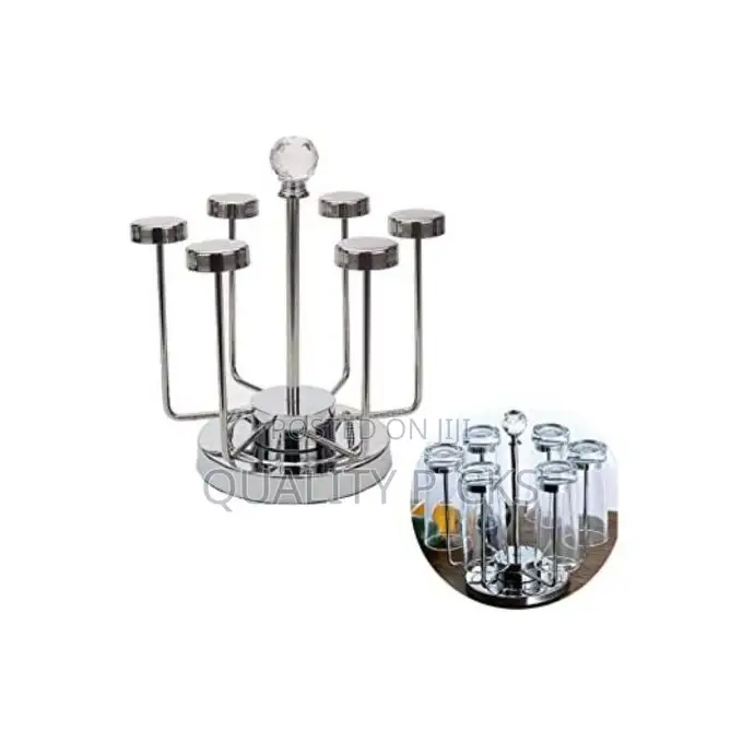Rotating Stainless Steel 6 Glasses,Cups Holder Rack Stand