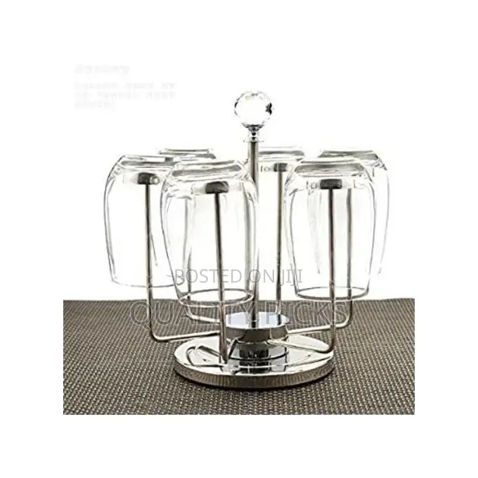 Rotating Stainless Steel 6 Glasses,Cups Holder Rack Stand