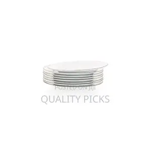 6 Pieces of Black Line Side Plates, White.