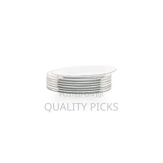 6 Pieces of Black Line Side Plates, White.