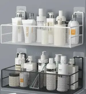 Black and White Bathroom Shelf Rack