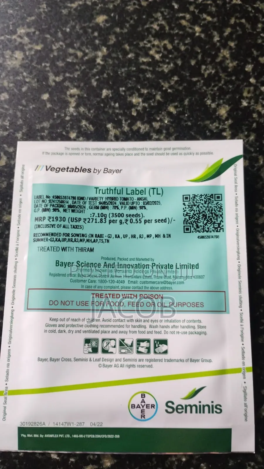 Ansal F1 Tomato 3500 Seeds From Bayer India
